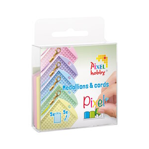 PixelHobby Pixelhobby medaillon set 5 stuks pastel met koord