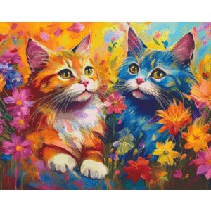 PixelHobby Pixelhobby Patroon 5780 2 Katten tussen de Bloemen