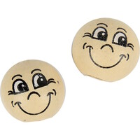 Houten kralen 12 mm met gezichtje