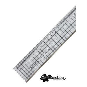 CraftEmotions Snijliniaal transparant 20 cm met metalen rand