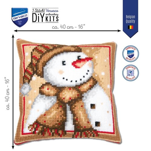 Vervaco Vervaco Borduur Kussen Sneeuwman 40 x 40 cm PN-0202694