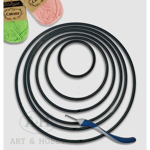 Metalen ringen zwart antraciet 40 cm