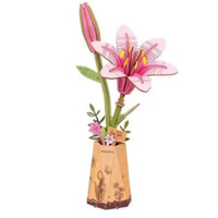Robotime 3D Houten Roze Lelie 7.5 x 7 x 22.5 cm