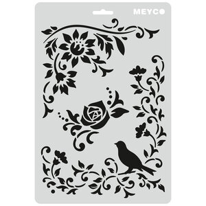 Meyco Sjabloon met Bloemen en Vogel A4