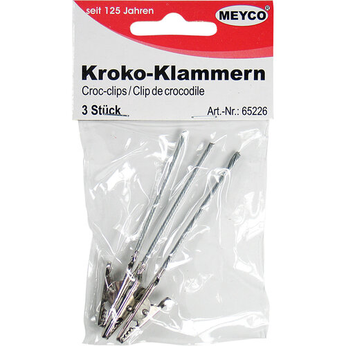 Meyco Krokodillenklemmen 3 stuks met stang 80 mm