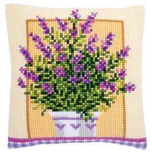 Vervaco Vervaco Kruissteekkussen Pot met Lavendel Vervaco Vervaco Kruissteekkussen Pot met Lavendel