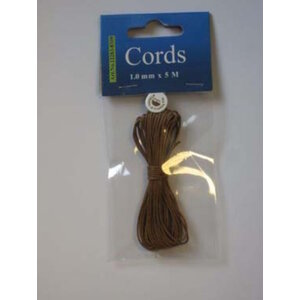 Hobby & Crafting Fun Waxkoord katoen rond 1 mm x 5 meter lichtbruin