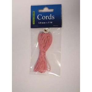 Hobby & Crafting Fun Waxkoord katoen rond 1 mm x 5 meter roze