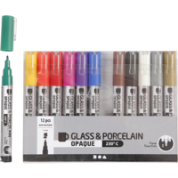 Glas- en Porseleinstift Dekkend Set 12 stuks