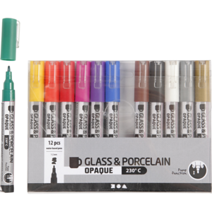 Creotime Glas- en Porseleinstift Dekkend Set 12 stuks