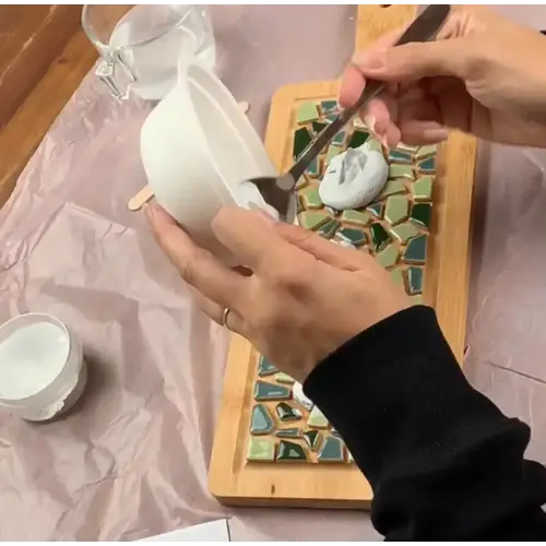 DIY Pakket Mozaïek Borrelplank Blauw 20 cm