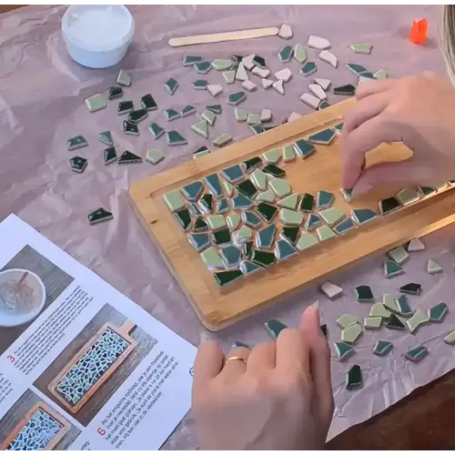 DIY Pakket Mozaïek Borrelplank Blauw 20 cm