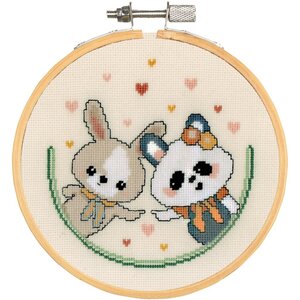 Vervaco Vervaco borduurpakket Panda and bunny love PN-0214355 Vervaco Vervaco borduurpakket Panda and bunny love PN-0214355