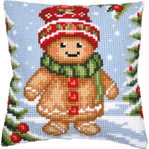 Vervaco Vervaco Borduur Kussen Gingerbread guy 40 x 40 cm Vervaco Vervaco Borduur Kussen Gingerbread guy 40 x 40 cm