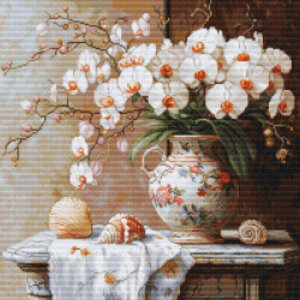 Luca S Luca S Borduurpakket The Elegance of the Orchid 32 x 32cm SB714 Luca S Luca S Borduurpakket The Elegance of the Orchid 32 x 32cm SB714