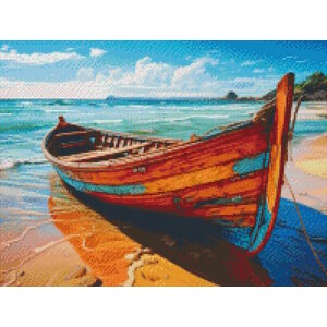 PixelHobby Pixelhobby patroon 5821 Houten roeiboot op het strand