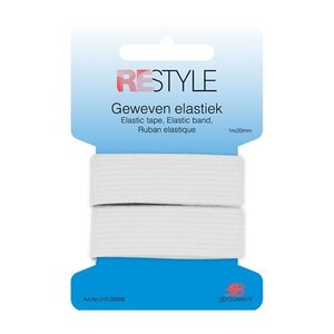 Restyle Geweven elastiek 20 mm x 1 meter wit
