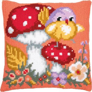 Vervaco Vervaco Borduur Kussen Vogeltje op paddenstoel 40 x 40 cm 0205281 Vervaco Vervaco Borduur Kussen Vogeltje op paddenstoel 40 x 40 cm 0205281