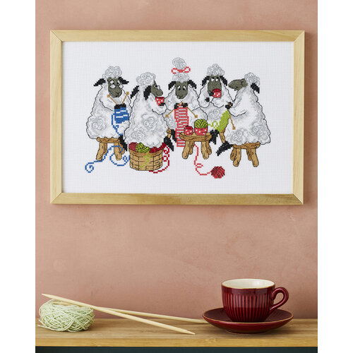 Permin Permin Borduurpakket Sheep that knits 92-5119 Permin Permin Borduurpakket Sheep that knits 92-5119