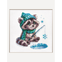 Riolis borduurpakket Curious Raccoon 15 x 15 cm