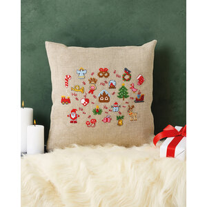Permin Permin Borduurpakket Kussen Kerst Ho Ho Ho 83-5238 Permin Permin Borduurpakket Kussen Kerst Ho Ho Ho 83-5238