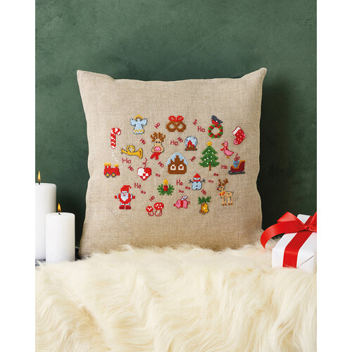 Permin Permin Borduurpakket Kussen Kerst Ho Ho Ho 83-5238 Permin Permin Borduurpakket Kussen Kerst Ho Ho Ho 83-5238