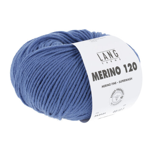 Lang Yarns Lang Yarns Merino 120 50 gram nr 121 Blauw Lang Yarns Lang Yarns Merino 120 50 gram nr 121 Blauw