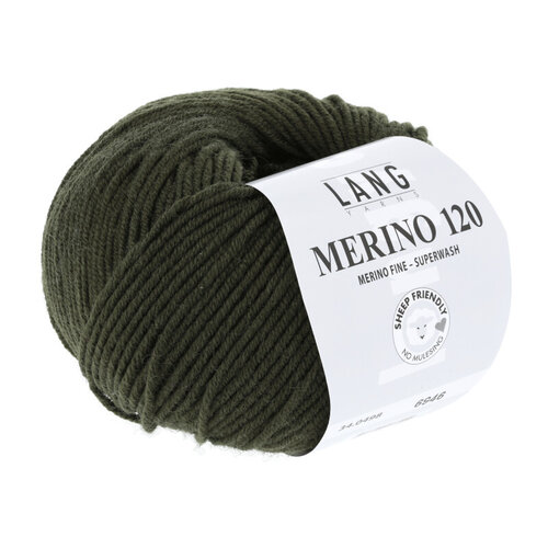 Lang Yarns Lang Yarns Merino 120 50 gram 498 Lodengroen Lang Yarns Lang Yarns Merino 120 50 gram 498 Lodengroen