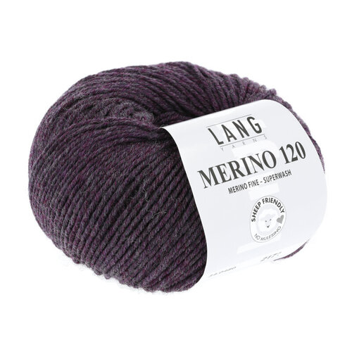 Lang Yarns Lang Yarns Merino 120 50 gram 480 Aubergine Melange Lang Yarns Lang Yarns Merino 120 50 gram 480 Aubergine Melange