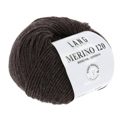 Lang Yarns Lang Yarns Merino 120 50 gram nr 368 Donkerbruin Melange Lang Yarns Lang Yarns Merino 120 50 gram nr 368 Donkerbruin Melange