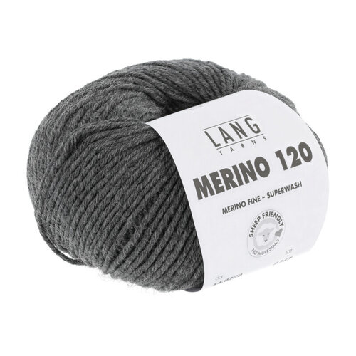 Lang Yarns Lang Yarns Merino 120 50 gram Donkergrijs Melange 270 Lang Yarns Lang Yarns Merino 120 50 gram Donkergrijs Melange 270