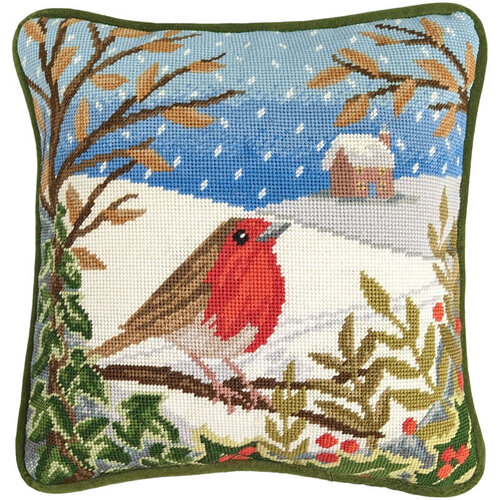 Bothy Threads Bothy Threads Petit Point Borduurkussen When Robins Appear tvw04 Bothy Threads Bothy Threads Petit Point Borduurkussen When Robins Appear tvw04