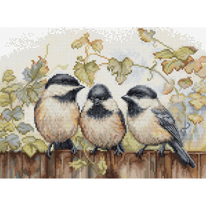 Luca S Luca S Borduurpakket Chickadees On The Fence 24 x 17,5 cm Luca S Luca S Borduurpakket Chickadees On The Fence 24 x 17,5 cm