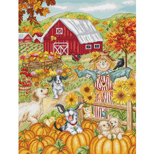 Leti Stitch Leti Stitch borduurpakket Autumn Farm 27 x 35 cm