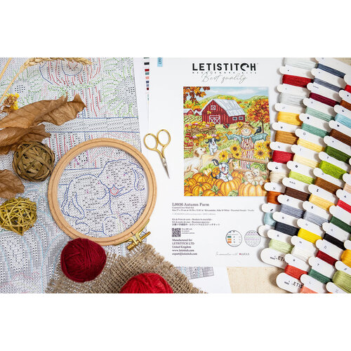 Leti Stitch Leti Stitch borduurpakket Autumn Farm 27 x 35 cm