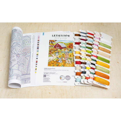 Leti Stitch Leti Stitch borduurpakket Autumn Farm 27 x 35 cm