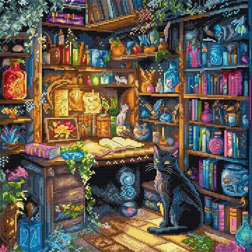Leti Stitch Leti Stitch borduurpakket Charmed Library 29 x 29 cm Leti Stitch Leti Stitch borduurpakket Charmed Library 29 x 29 cm