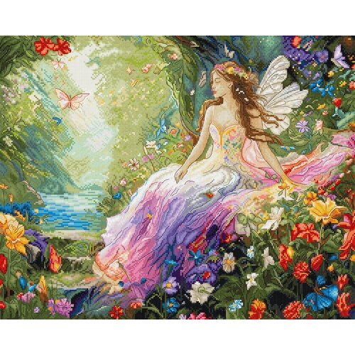 Leti Stitch Leti Stitch borduurpakket Enchanted Spring 40 x 32 cm Leti Stitch Leti Stitch borduurpakket Enchanted Spring 40 x 32 cm