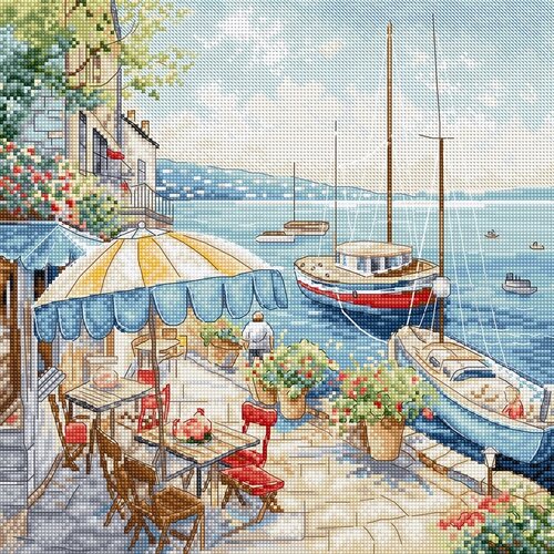 Leti Stitch Leti Stitch borduurpakket Seascape 26 x 26 cm Leti Stitch Leti Stitch borduurpakket Seascape 26 x 26 cm