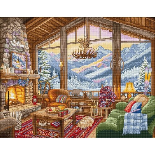 Leti Stitch Leti Stitch borduurpakket Winter Lodge 39 x 31 cm Leti Stitch Leti Stitch borduurpakket Winter Lodge 39 x 31 cm