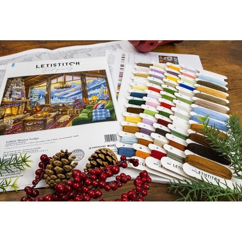 Leti Stitch Leti Stitch borduurpakket Winter Lodge 39 x 31 cm