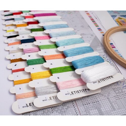 Leti Stitch Leti Stitch borduurpakket Snowy Sea Cottage 23 x 22 cm Leti Stitch Leti Stitch borduurpakket Snowy Sea Cottage 23 x 22 cm