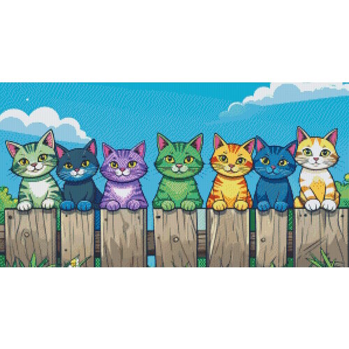 PixelHobby Pixelhobby Patroon 5833 Katten op een Hek PixelHobby Pixelhobby Patroon 5833 Katten op een Hek