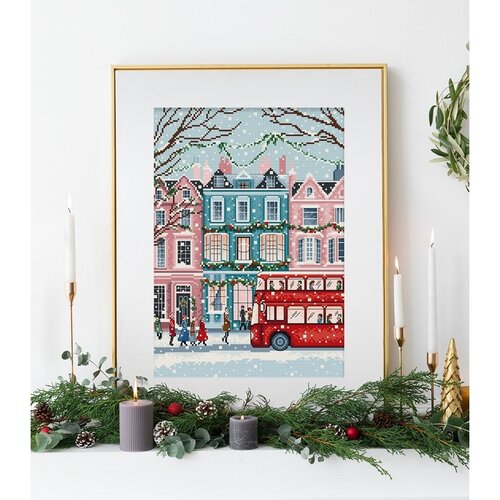 Leti Stitch Leti Stitch borduurpakket London Snowfall 19 x 27 cm