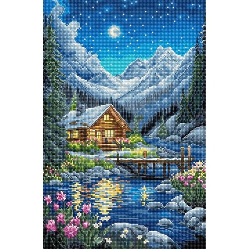 Leti Stitch Leti Stitch borduurpakket Moonlit Night 19 x 29 cm Leti Stitch Leti Stitch borduurpakket Moonlit Night 19 x 29 cm