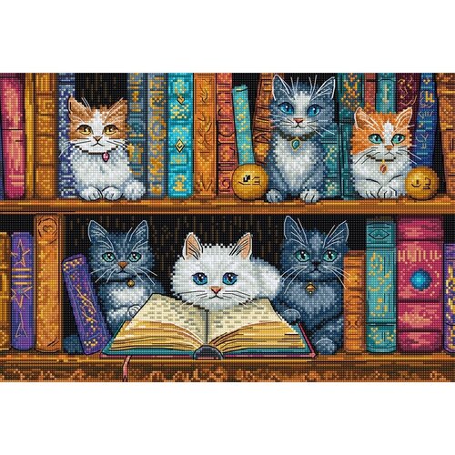 Leti Stitch Leti Stitch borduurpakket Bookshelf 32 x 22 cm Leti Stitch Leti Stitch borduurpakket Bookshelf 32 x 22 cm