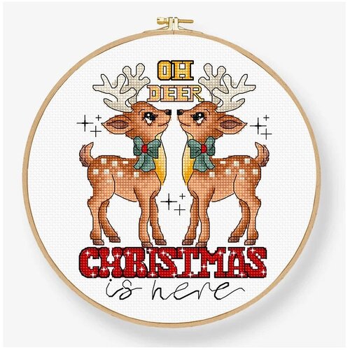Leti Stitch Leti Stitch borduurpakket Oh Deer Christmas Is Here 12 x 14 cm Leti Stitch Leti Stitch borduurpakket Oh Deer Christmas Is Here 12 x 14 cm