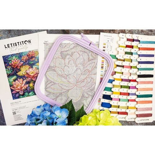 Leti Stitch Leti Stitch borduurpakket Waterlelies 23 x 29 cm