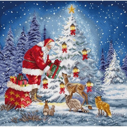 Leti Stitch Leti Stitch borduurpakket Kerstman 29 x 29 cm Leti Stitch Leti Stitch borduurpakket Kerstman 29 x 29 cm