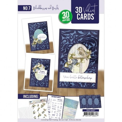 3D Velvet Cards A6 Nr 7 Blackberries and Birds 3D Velvet Cards A6 Nr 7 Blackberries and Birds